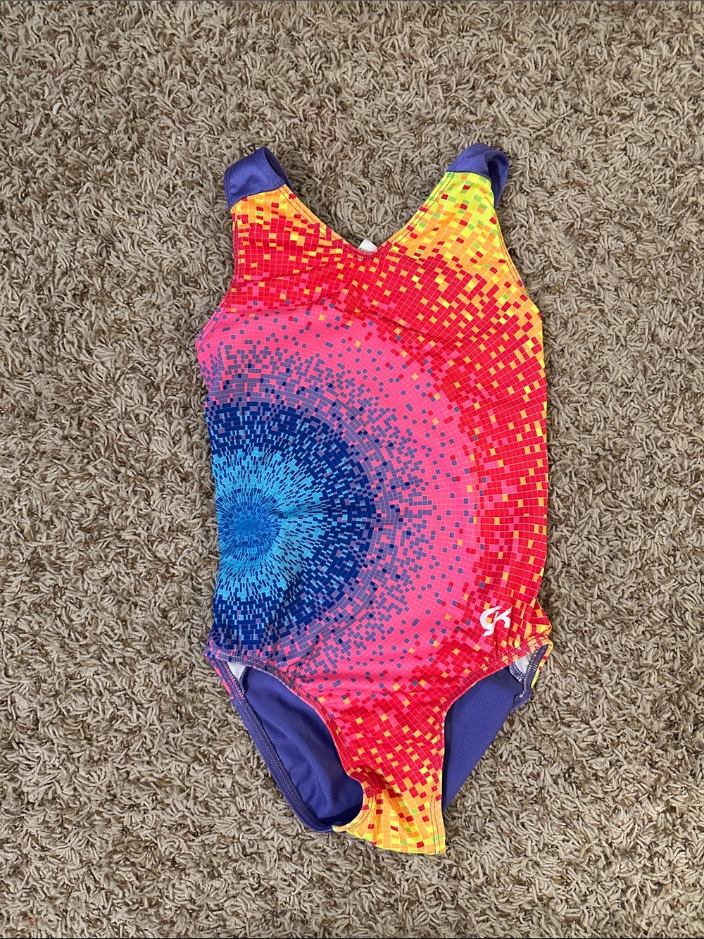 GK Bright Pixel Swirl One-Piece in Pink, Blue, Purple, Red & Yellow